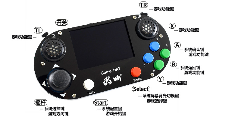 微雪raspberry pi 树莓派 游戏盒子 街机游戏 掌上游戏机扩展板