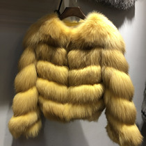 2022 winter new whole skin fox fur coat female Korean version long-sleeved short imported Jindao fox young model