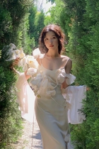 Jihoon Wenhao Butterfly Orchid Park Dream flower pearl rice hanging dress butterfly sleeve shawl