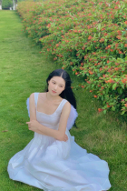 Jihoon Wenhao Smart Romeo and Juliet Angel Linen - made white vest dress
