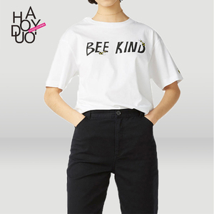 Loose Leisure Simple Base Blouse Letter Printed T-shirt  
