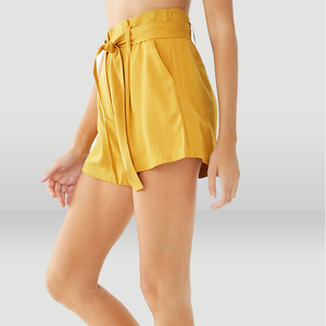 fashion simple pure color waist with belt belt Waist Shorts