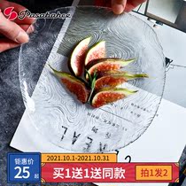 (Buy 1 get 1 get 1) imported glass plate serving plate fruit Western steak plate heat-resistant microwave tableware