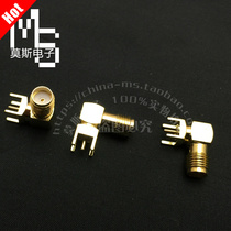 SMA-KWE quad-foot elbow external thread inner hole SMA head mother head printed circuit board PCB welding head