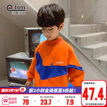 Childrens clothing boy set head plus velvet clothes children warm semi-high collar base shirt 2021 Winter new Korean version of foreign gas