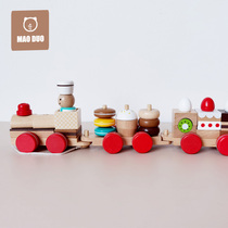 Drag Learning Pace Toy Car Childrens Home Family Children Toys Puzzle Wooden Multifunction Trellis Pull Rope Baby