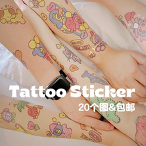 Lady Godzilla tattooed with waterproof persistent cute cartoon colorful floral arms body laser dog cat penguin stickers