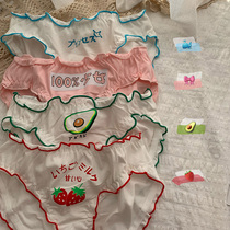Summer day Department Teenage Girl Cute Fruits Strawberry Agaric Side Triangle Pants Briefs Female Pure Cotton Student Girls Mid-Waist Cute