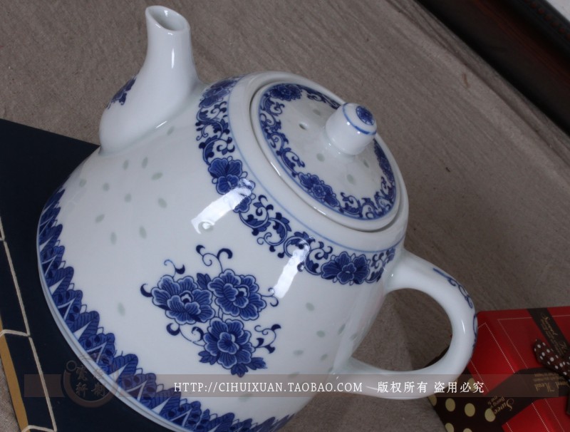 急須 玲瓏壷 青花 釉裹紅 清代-