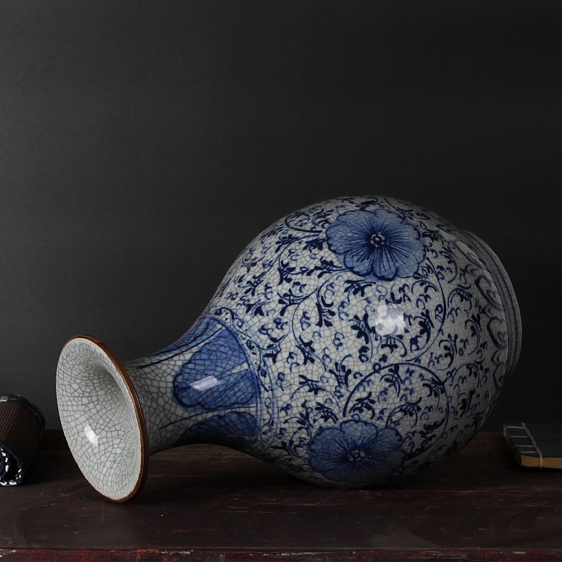 Jingdezhen ceramics hand - made cracks under glaze color porcelain glaze antique up vases, antique furnishing articles okho spring bottle
