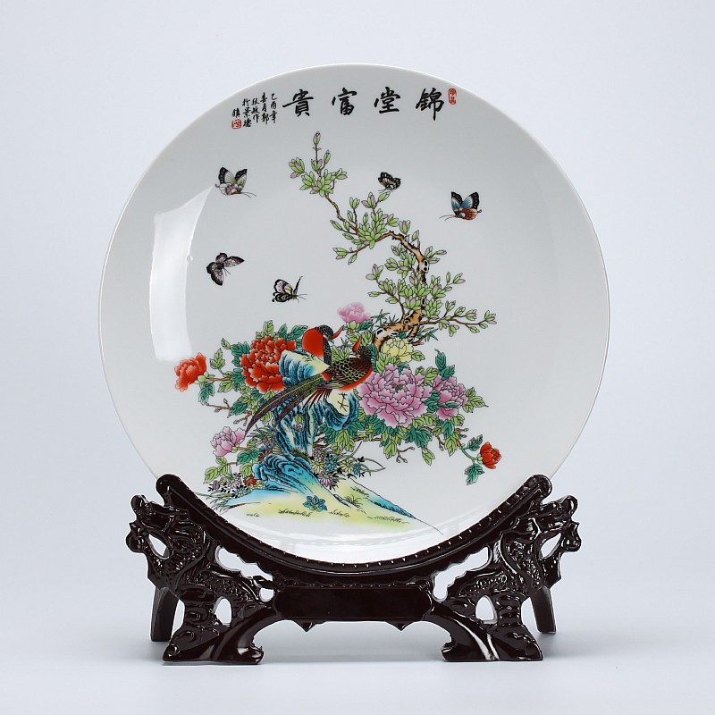 Jingdezhen porcelain home decoration plate of modern Chinese style adornment sits plate of TV ark, wine sitting room porch place