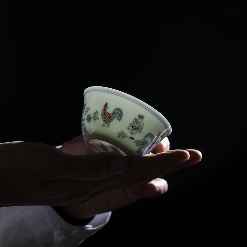 Jingdezhen tea light in color bucket cylinder glass ceramic cups chicken master kung fu tea tea cup single cup bowl