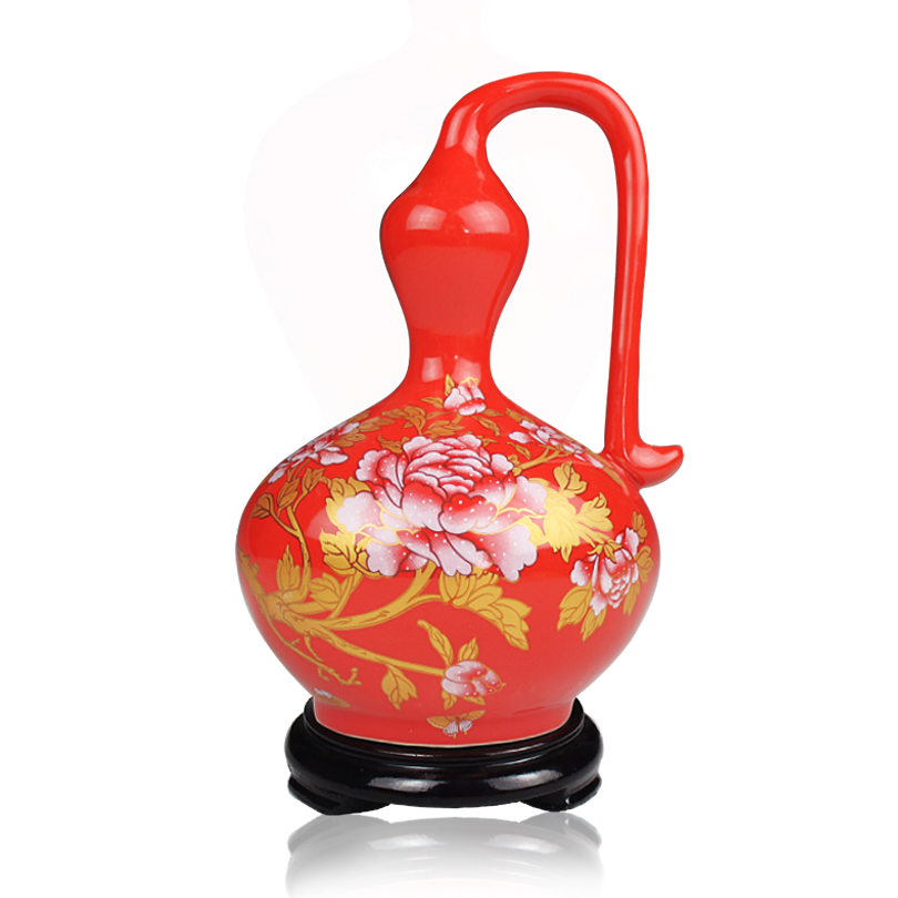 Wedding place jingdezhen ceramic Wedding festive red floret bottle decorated new red household adornment