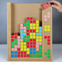 Childrens handmade Tetris puzzle diy Kindergarten Big class puzzle zone game Cardboard homemade teaching toy