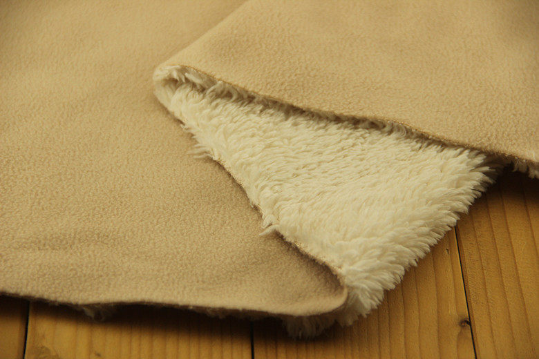 摇粒绒 羊羔绒复合 毛绒外套卫衣大衣布料毯子 柔软米色 半米价