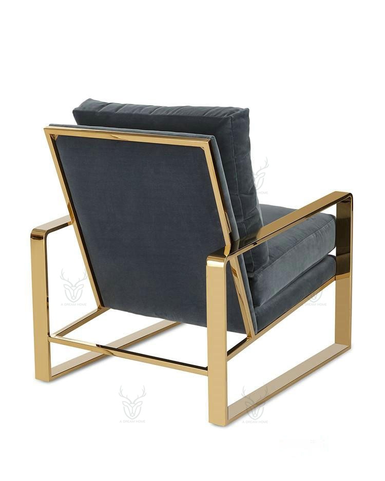 后现代不锈钢单人沙发 简约港式轻奢意式沙发休闲椅 样板房间家具_5折