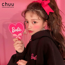 Korea chuu Barbie co-name silicone love bow portable portable lens handheld makeup mirror handle mirror