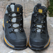 Outdoor waterproof hiking shoes mens winter warm non-slip wear-resistant first layer cowhide overboard boots high-top hiking desert boots