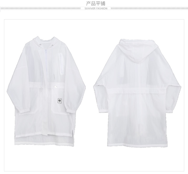 burberry風衣白色 薄款韓版防曬衣女中長款2020夏季新款學生寬松風衣外套連帽白色潮 burberry白色