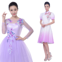 style hymn chorus costumes nv duan qun dress chorus command gold middle school students he chang fu skirts