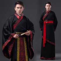 Ancient costume clothing Mens ancient Tang costume Han Costume Mens jacket Han Dynasty straight dress Qu dress clothing Chinese style performance clothing