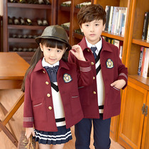 Curly wool class clothes autumn and winter childrens clothing English wind woolen coat kindergarten Garden uniform primary school uniform set
