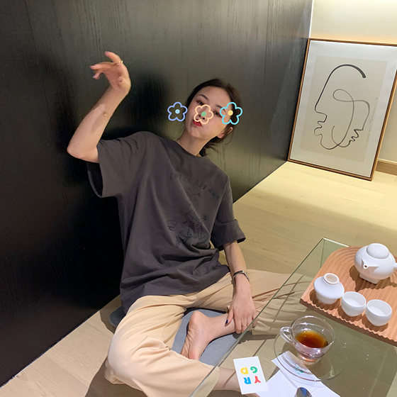 Park Zhengyi Rose Red T-shirt 2021 Summer New Net Red 여성 폭발 느슨한 반 소매 Pink White 캐주얼 Short Top Park Zhengyi Rose Red T-shirt 2021 Summer New Net Red 여성 폭발 느슨한 반 소매 Pink White 캐주얼 Short Top