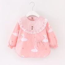 Baby coat Cotton hemp girl fashion boy pocket baby children autumn and winter waist cover long sleeve children thicken