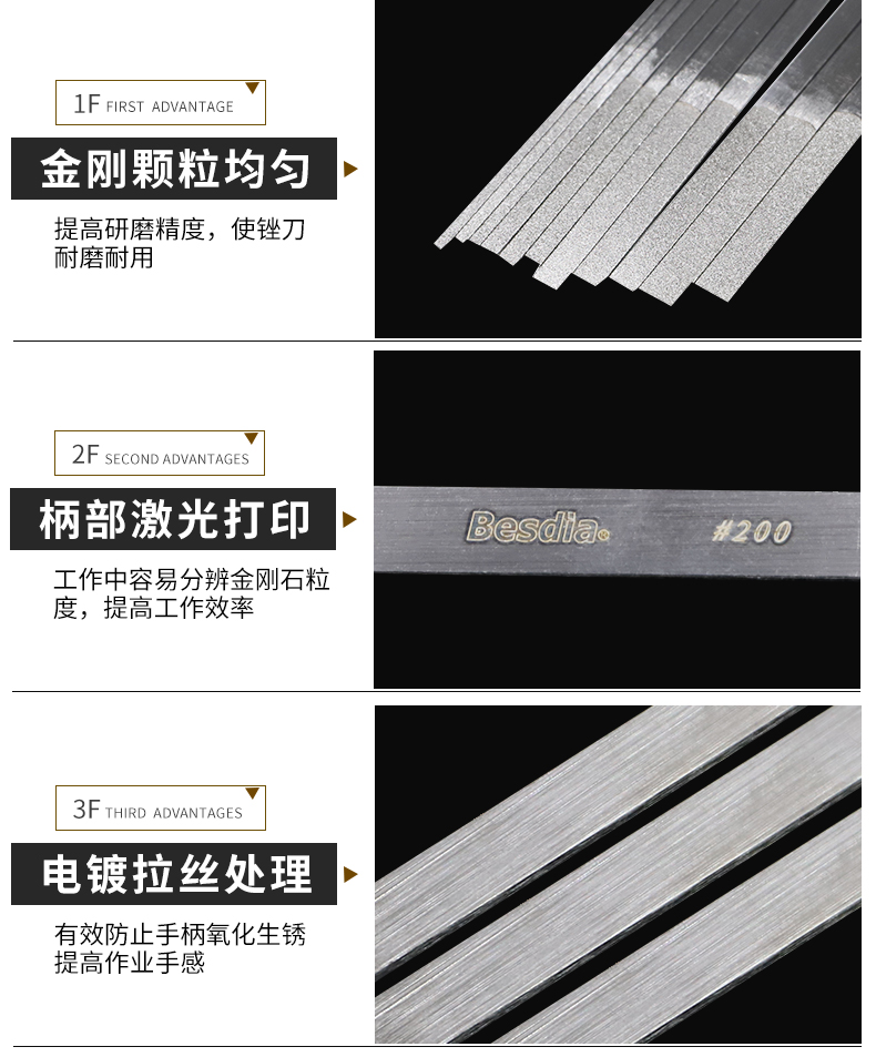 台湾一品钻石合金锉刀 扁锉 金刚石套装平斜锉刀 金钢锉刀cf-400