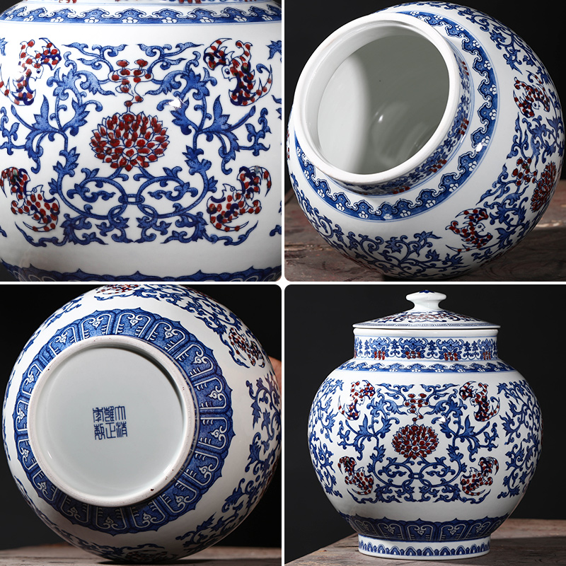 Imitation yongzheng hand - made antique blue and white porcelain of jingdezhen ceramics storage tank classical sitting room home furnishing articles