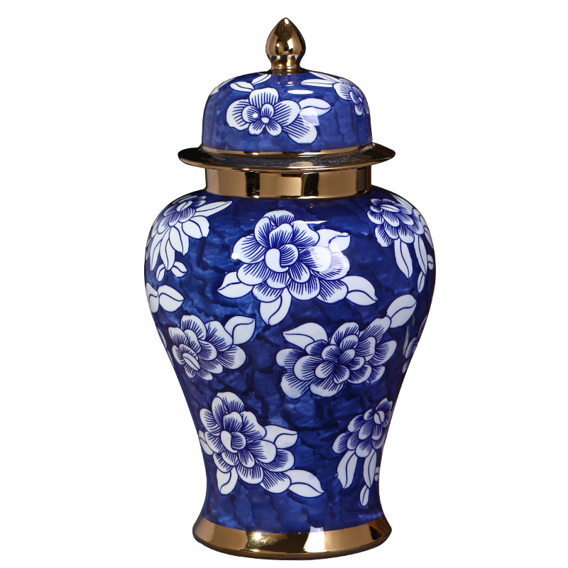 Jingdezhen hand - made general blue and white porcelain jar ceramic vases, furnishing articles large Chinese style living room home decoration