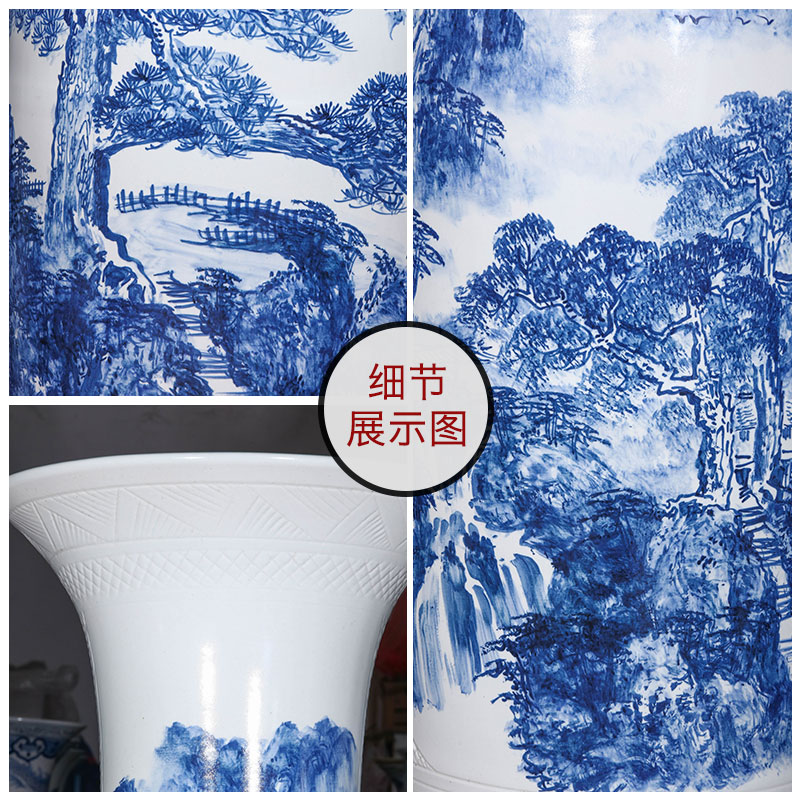 Jingdezhen ceramic hand - made large blue and white porcelain vase furnishing articles sitting room of Chinese style adornment hotel opening gifts