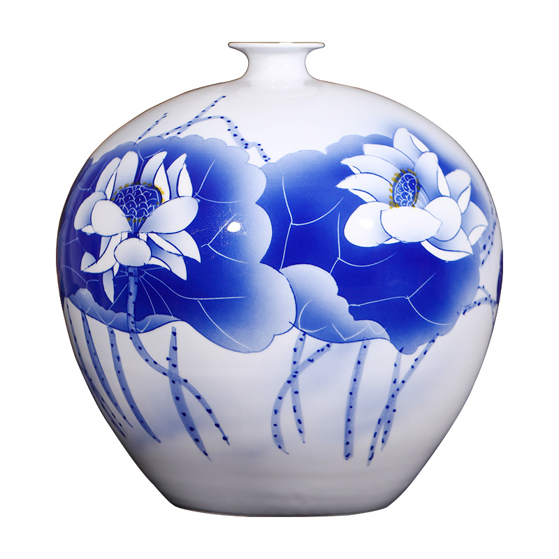 Jingdezhen porcelain ceramics famous master Wu Wenhan hand - made blooming flowers vase sitting room home furnishing articles