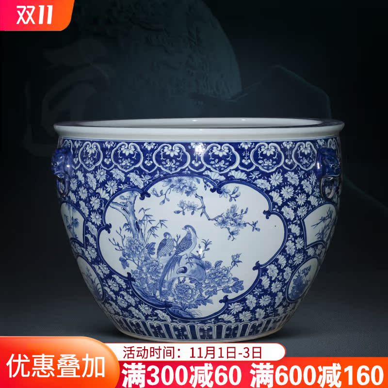 Collectors jingdezhen ceramics hand - made aquarium tank yard extra large water lily lotus is suing the fish bowl