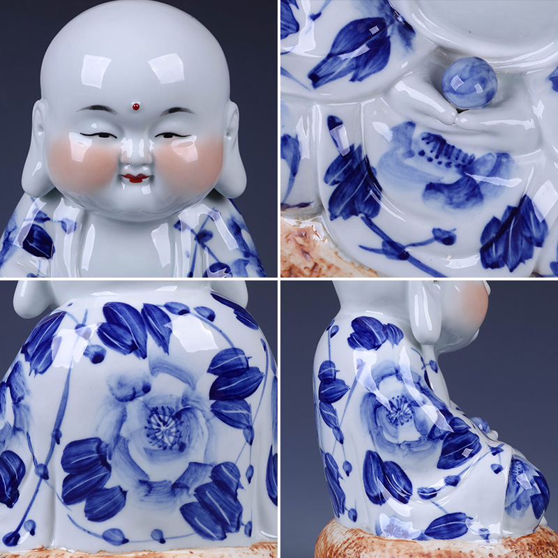 Jingdezhen ceramics hand - made of blue and white porcelain maitreya home furnishing articles, the sitting room porch decoration