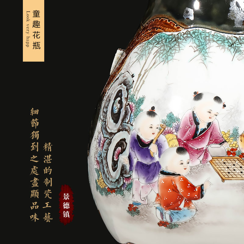 Creative jingdezhen ceramics up hand - made enamel vase large Chinese style living room home furnishing articles