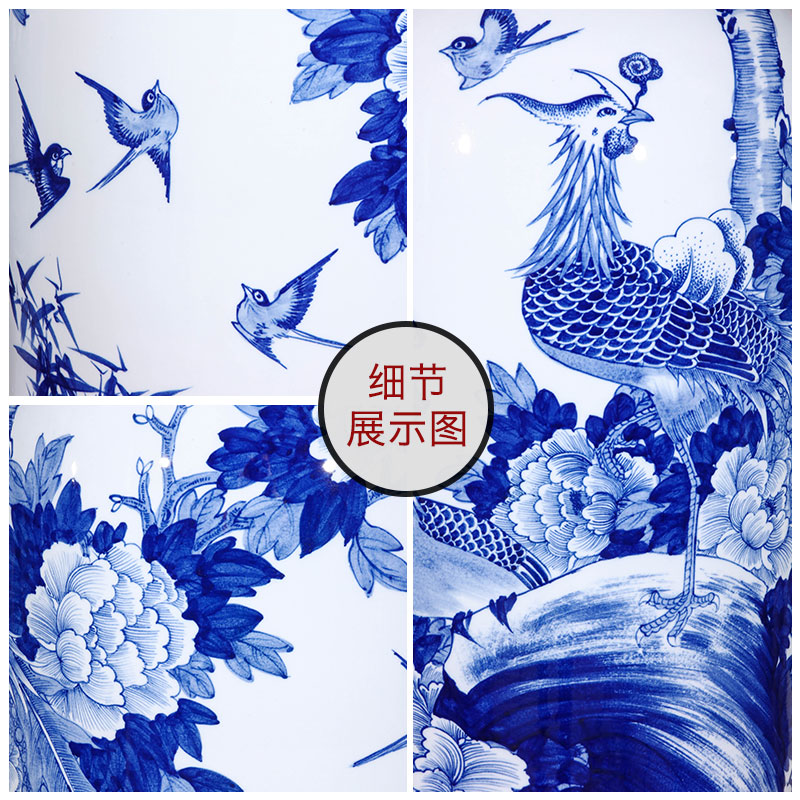 Jingdezhen ceramics antique hand - made large blue and white porcelain vase 1 meter 8 Chinese sitting room adornment is placed