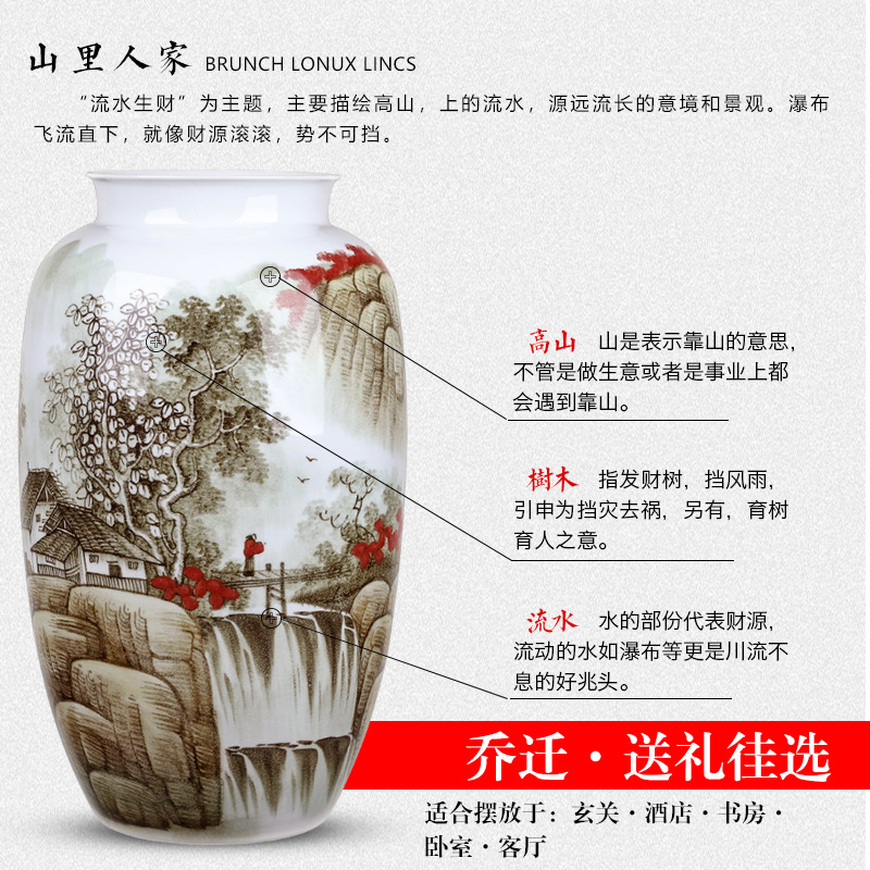 Jingdezhen ceramics famous hand - made vases, flower arranging large Chinese porcelain of sitting room home furnishing articles