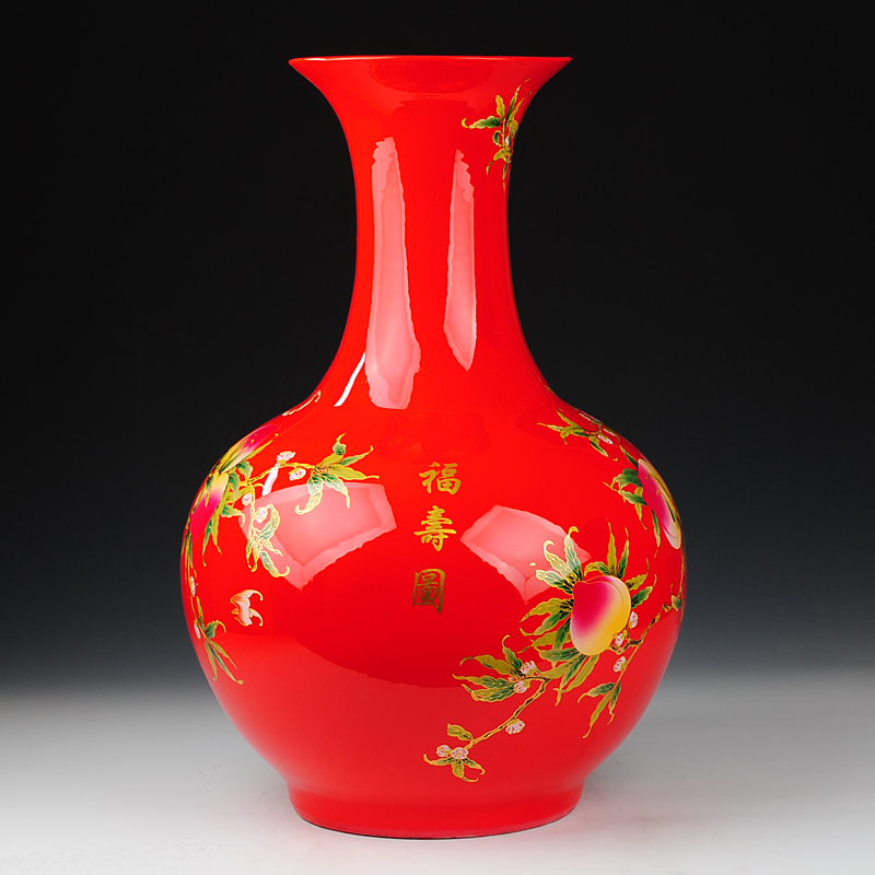 Jingdezhen ceramics China red live figure of large vases, I and fashionable sitting room home decoration furnishing articles