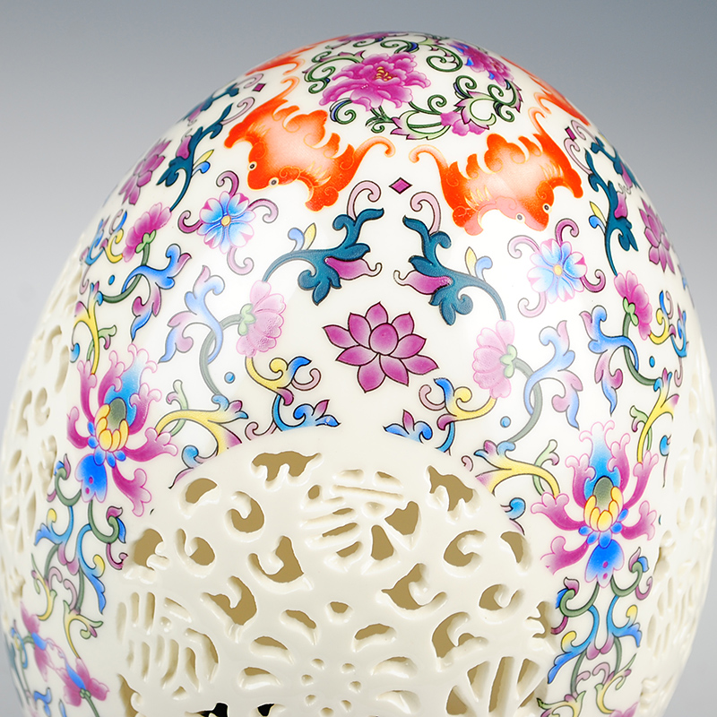 Jingdezhen ceramics thin tire hollow out the egg egg modern household adornment handicraft decoration furnishing articles