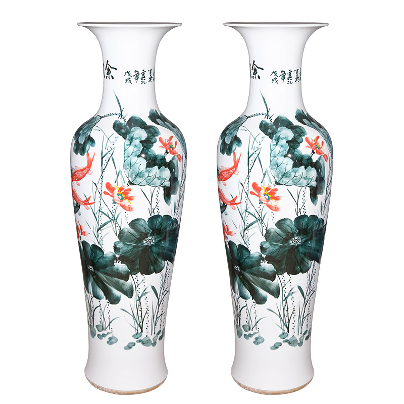Jingdezhen ceramics hand - made landing big vase is 1.4 m Chinese style villa living room TV ark, large furnishing articles