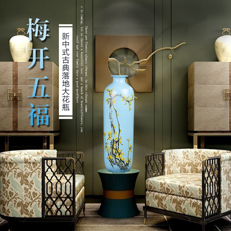 Modern new Chinese style of large vases, jingdezhen ceramics hand - made dried flowers, flower arrangement, the sitting room TV ark, furnishing articles
