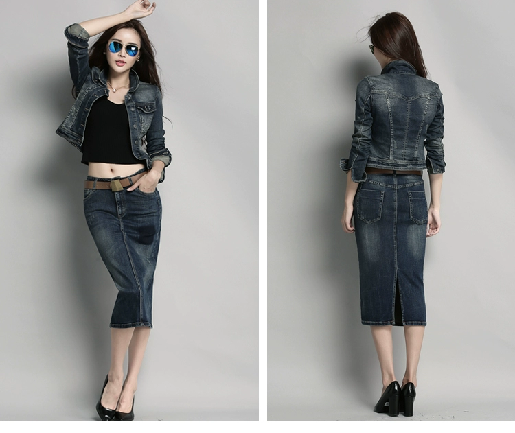 Áo khoác denim ga châu Âu ngắn của phụ nữ 2021 mùa xuân và mùa thu mới phong cách Hàn Quốc váy áo khoác denim mỏng tính khí - Áo khoác ngắn