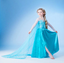 Autumn new frozen princess long-sleeved childrens spring and autumn dress Aisha aisha aisha elsa