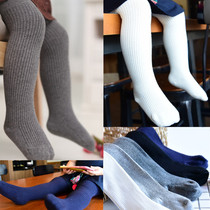 Baby Fall White Socks Pure Cotton Pantyhose Knitted with foot pants Sox combed cotton smoked black underpants