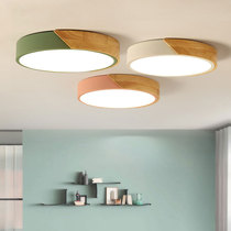 Nordic Log LED Suction Dome Lamp Round Creative Bedroom Light Personality Book House Light Macaron Solid Wood Room Light