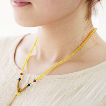 Suqu original handmade fine Yellow Agate hanging rope beeswax amber yellow lanyard necklace rope