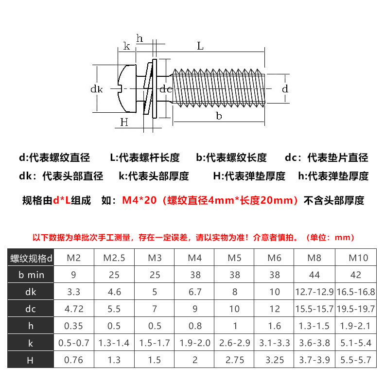 厂销304不锈钢圆头十字三组合螺丝圆盘头gb9074组合螺栓m2m2.5m34