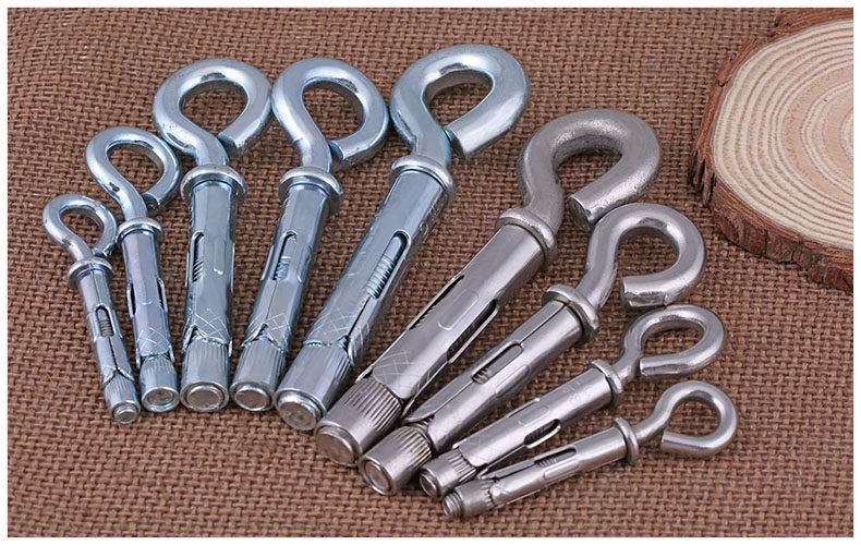 304不锈钢羊眼膨胀钩 镀锌带圈拉爆螺丝 吊灯钩 秋千钩螺丝m6-m12