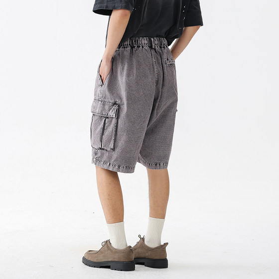 * Men's American retro solid color large pocket street work shorts men's loose five-point pants
* Men's American retro solid color large pocket street work shorts men's loose five-point pants